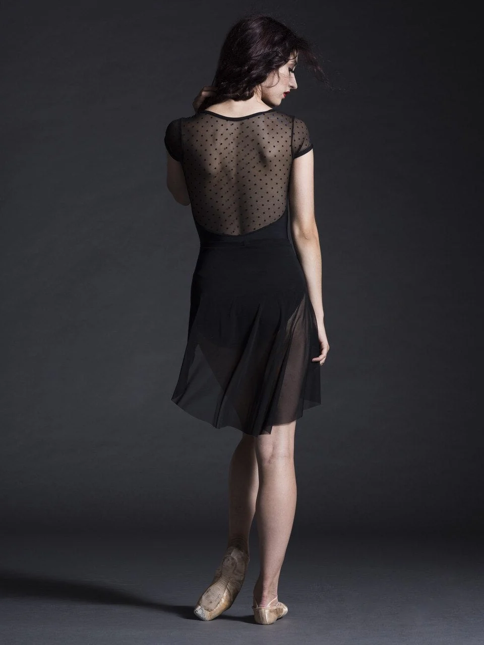 Asymmetrical Short Skirt Black Mesh RTW - Image 4