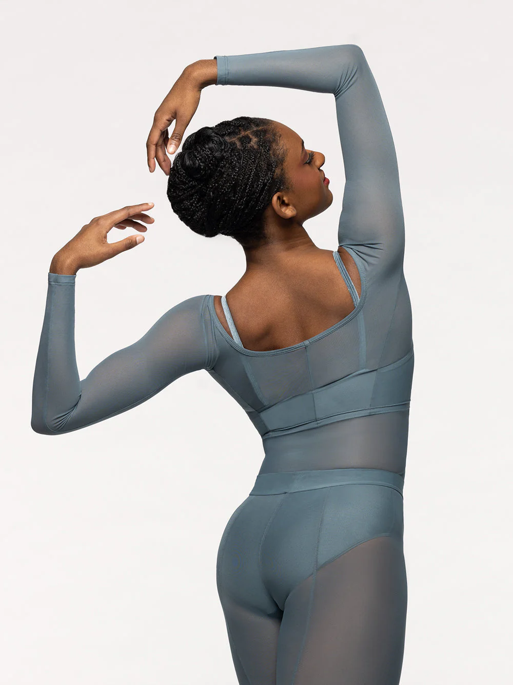 Back Seam Crop Top Blue Agave Mesh RTW - Image 4