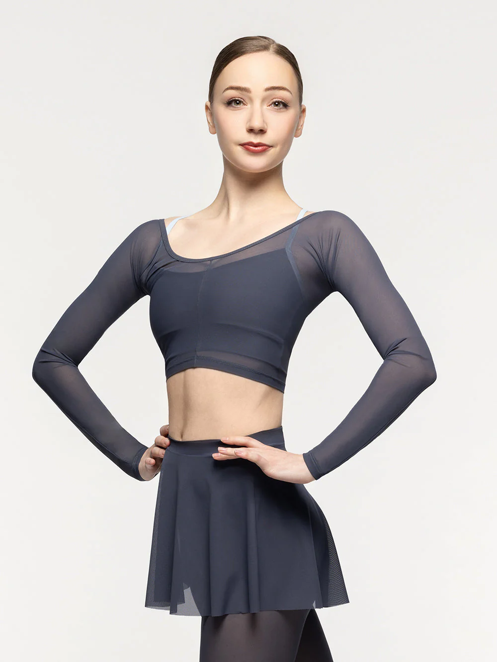 Back Seam Crop Top Graphite Mesh Kids RTW