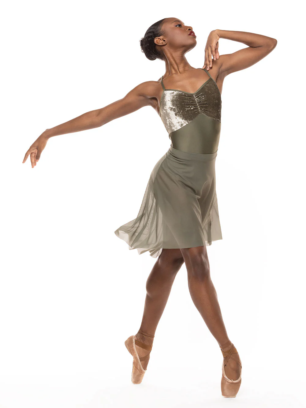 Back Tuck Skirt Dusty Olive Mesh RTW - Image 7