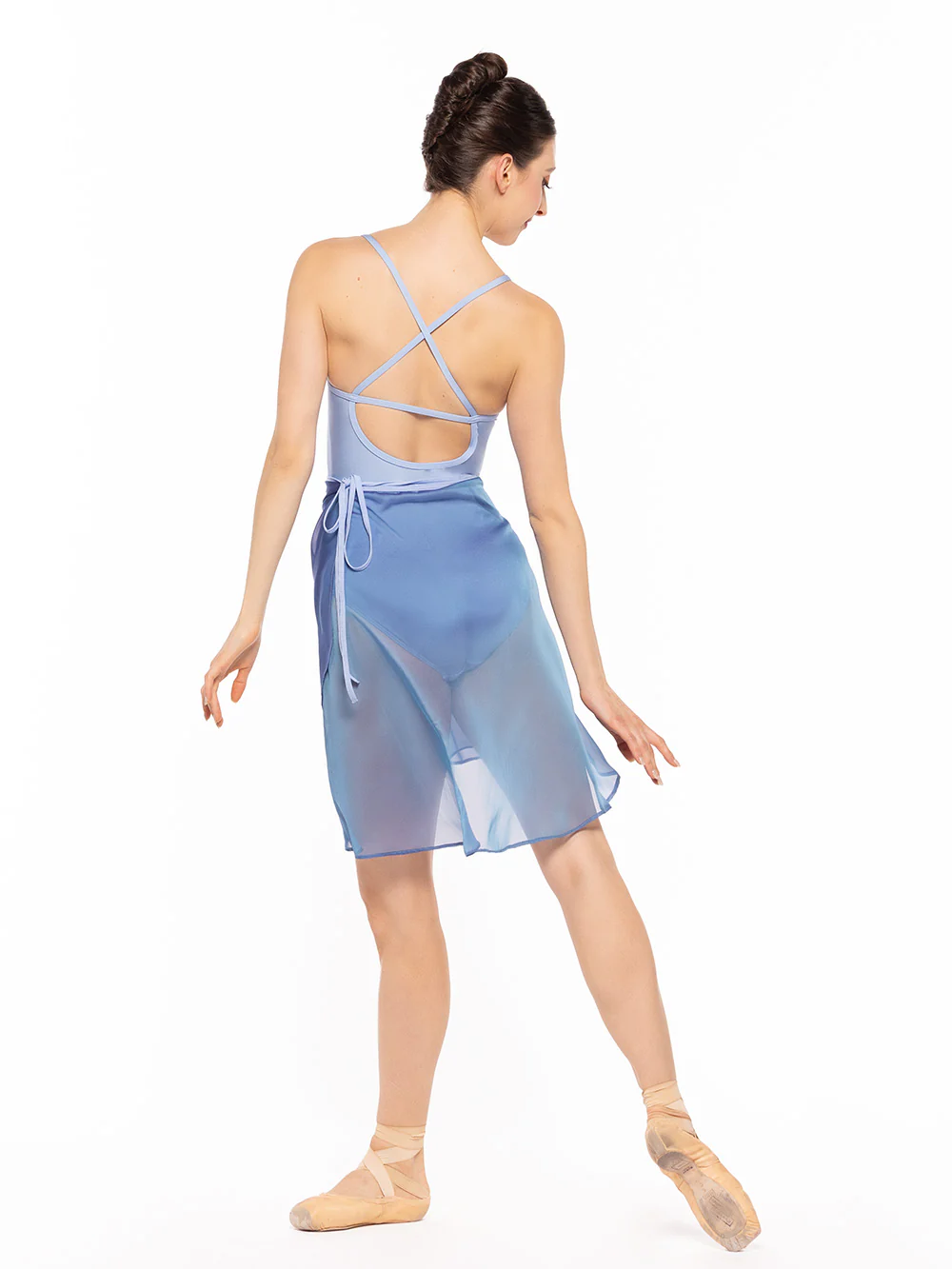 Vienna Mid High-Low Wrap Skirt Hydrangea Chiffon RTW - Image 2