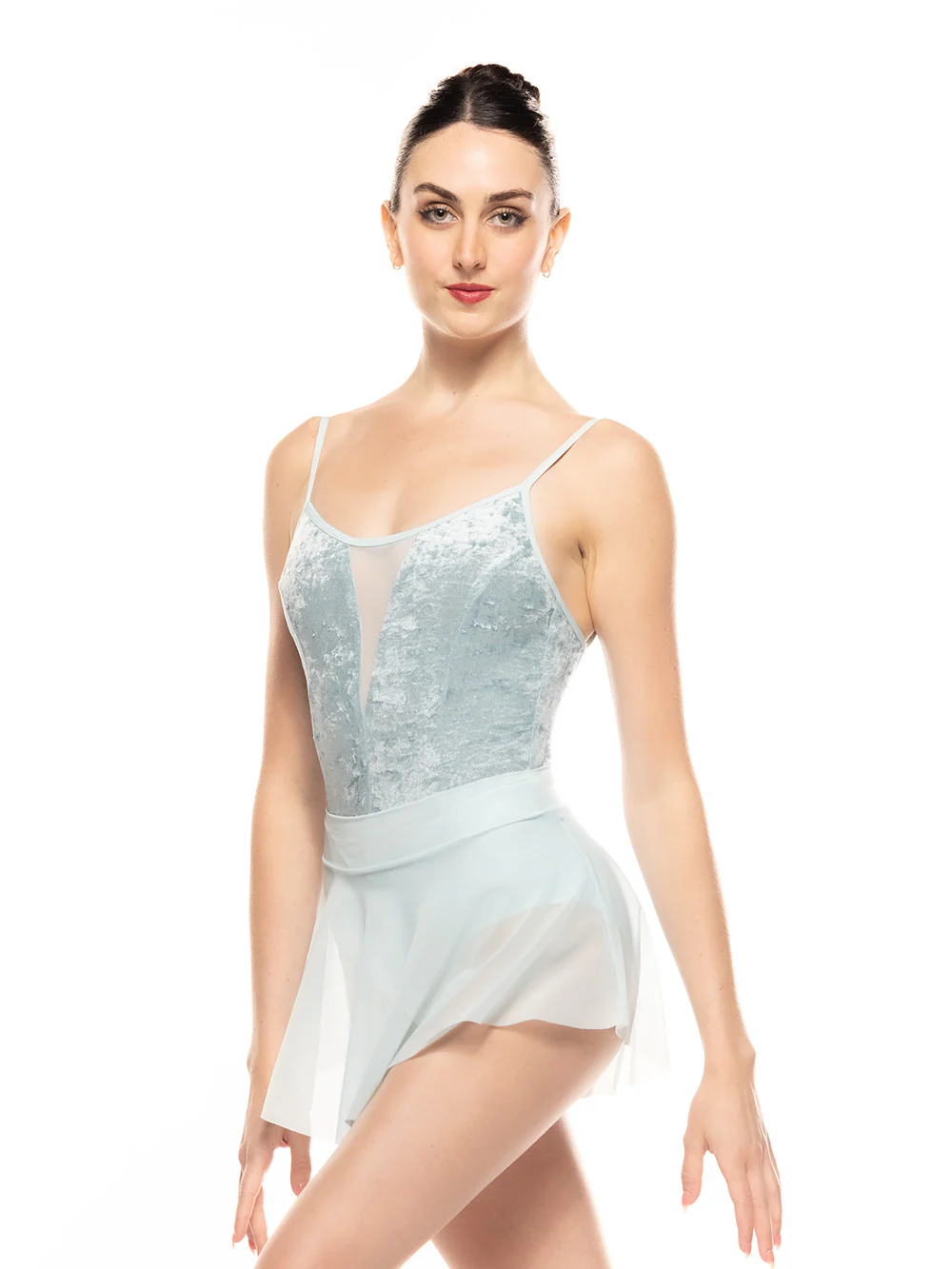 Chloe Leotard Baby Blue Distressed Velvet Kids RTW - Image 3