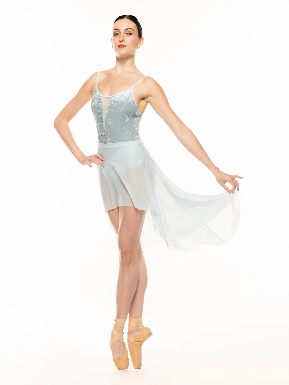 Chloe Leotard Baby Blue Distressed Velvet RTW - Image 12