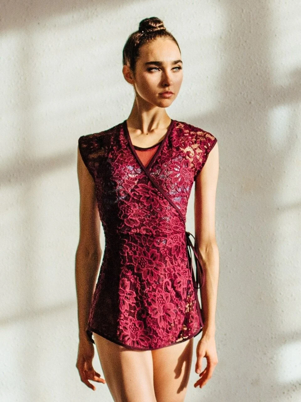 Danya Wrap Dress Kids Sangria Bella Lace RTW - Image 5