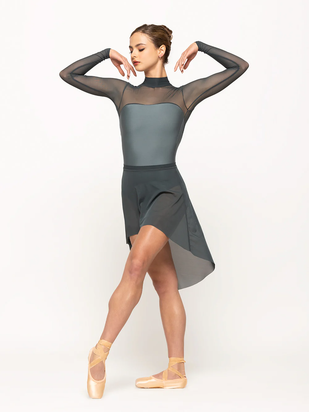 Dramatic High-Low Skirt Dark Forest Mesh RTW - Image 7