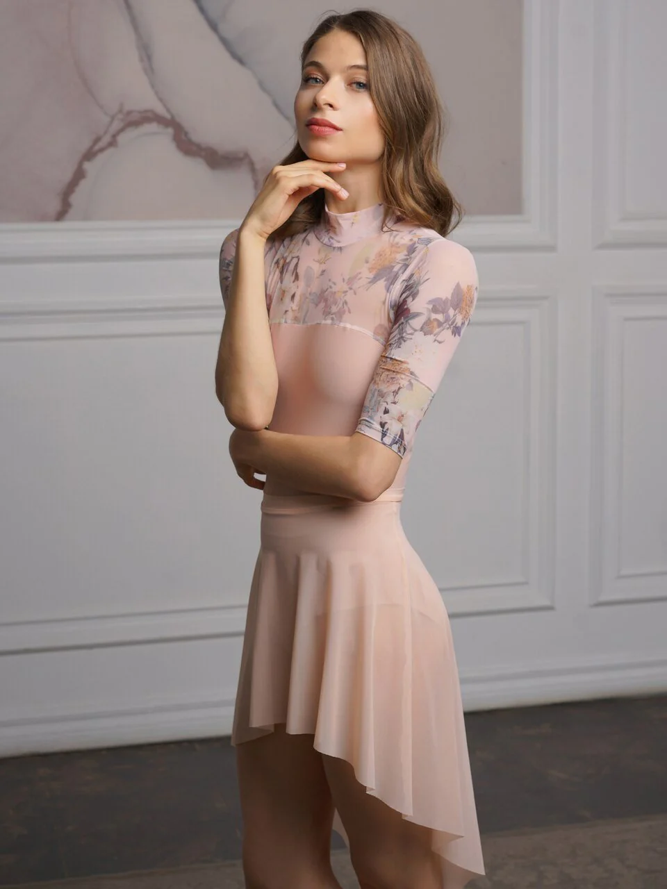 Dramatic High-Low Skirt Kids Petal Pink Mesh RTW - Image 4