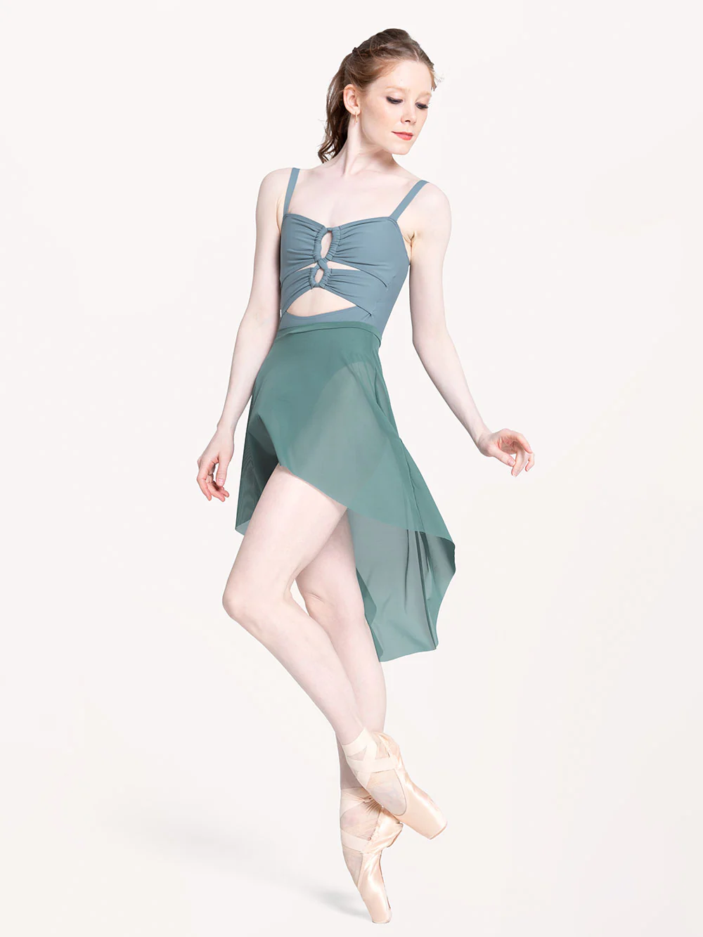 Dramatic High-Low Skirt Pale Cacti Mesh RTW - Image 5