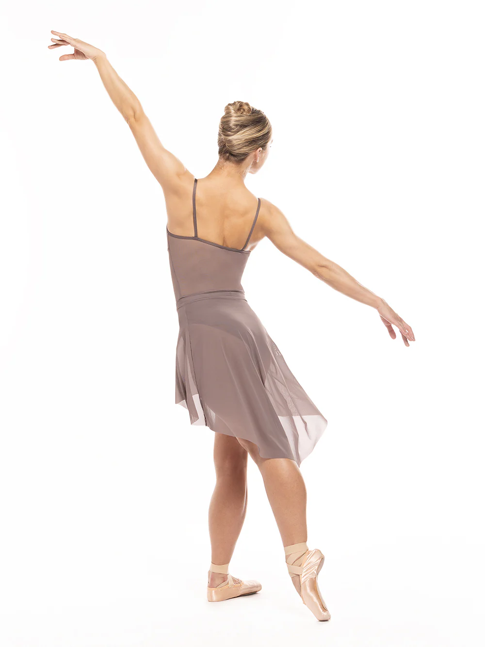 Dramatic High-Low Skirt Truffle Mesh RTW - Image 4