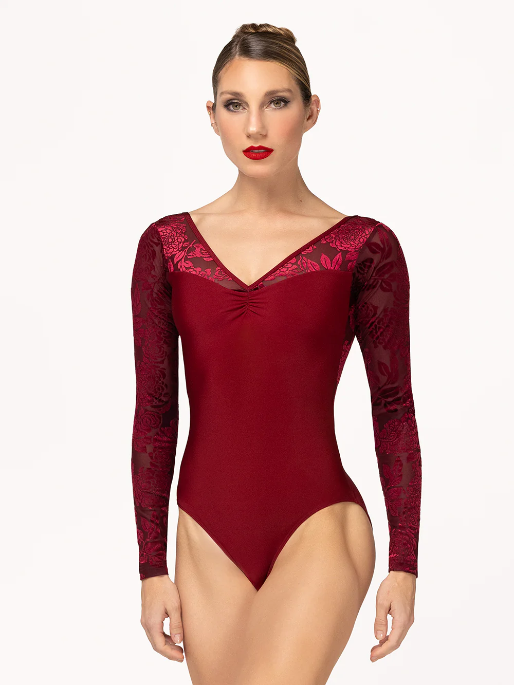 Fabiola Leotard Garnet Burnout Velvet RTW - Image 3