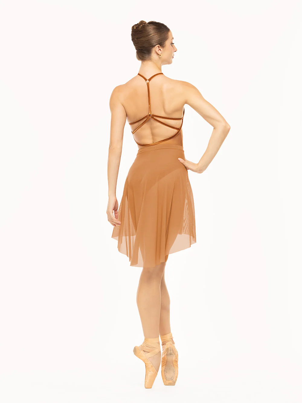 Long High-Low Skirt Cognac Mesh RTW - Image 2