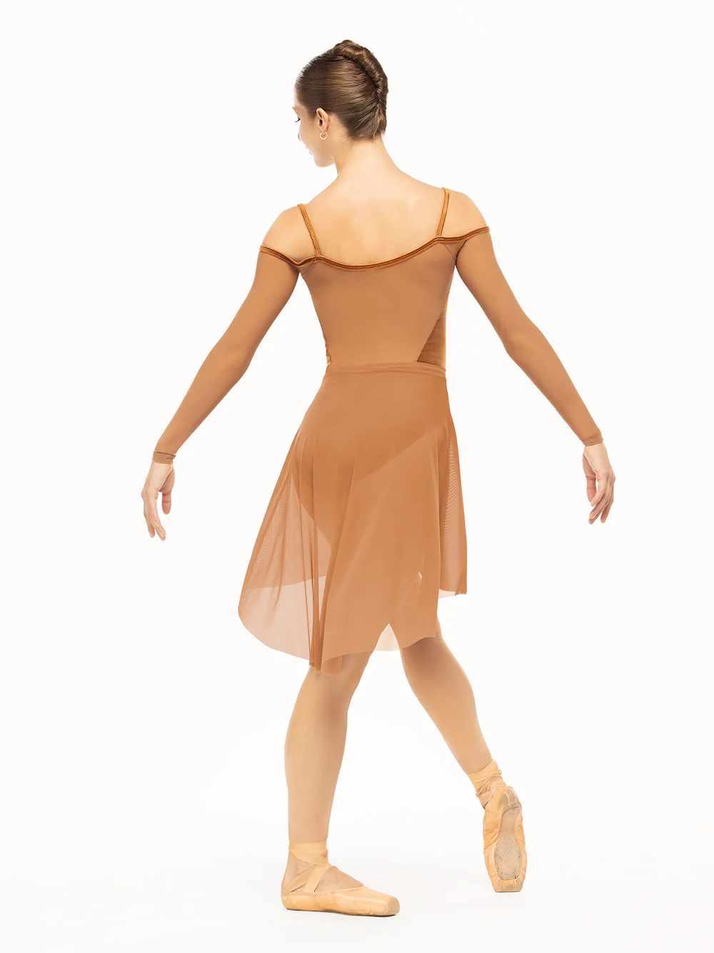 Long High-Low Skirt Cognac Mesh RTW - Image 6