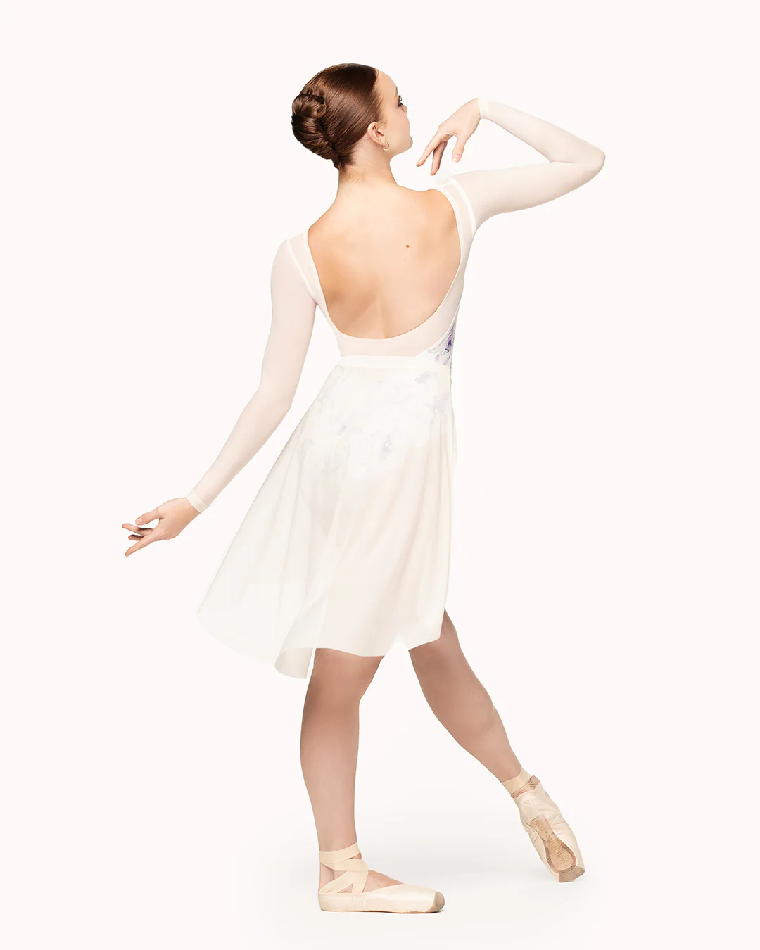 Long High-Low Skirt Cream Mesh RTW - Image 2