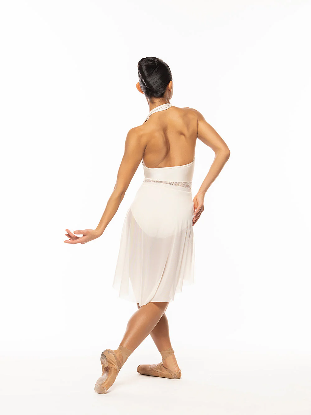 Long High-Low Skirt Cream Mesh RTW - Image 4