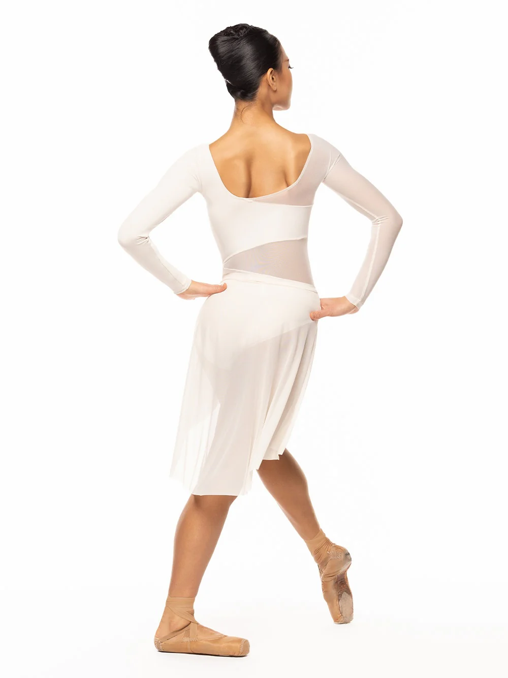 Long High-Low Skirt Cream Mesh RTW - Image 7