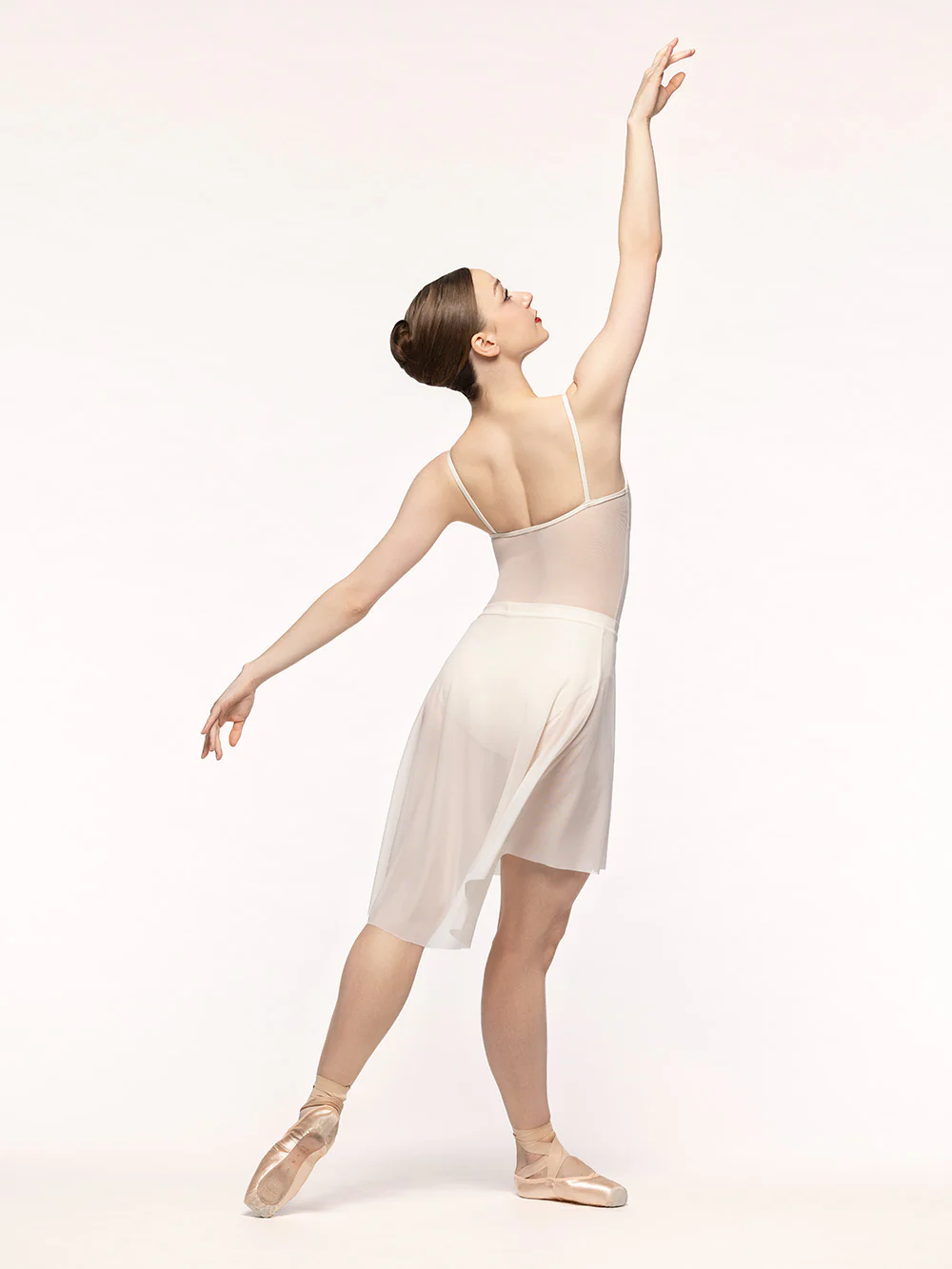 Long High-Low Skirt Cream Mesh RTW - Image 9