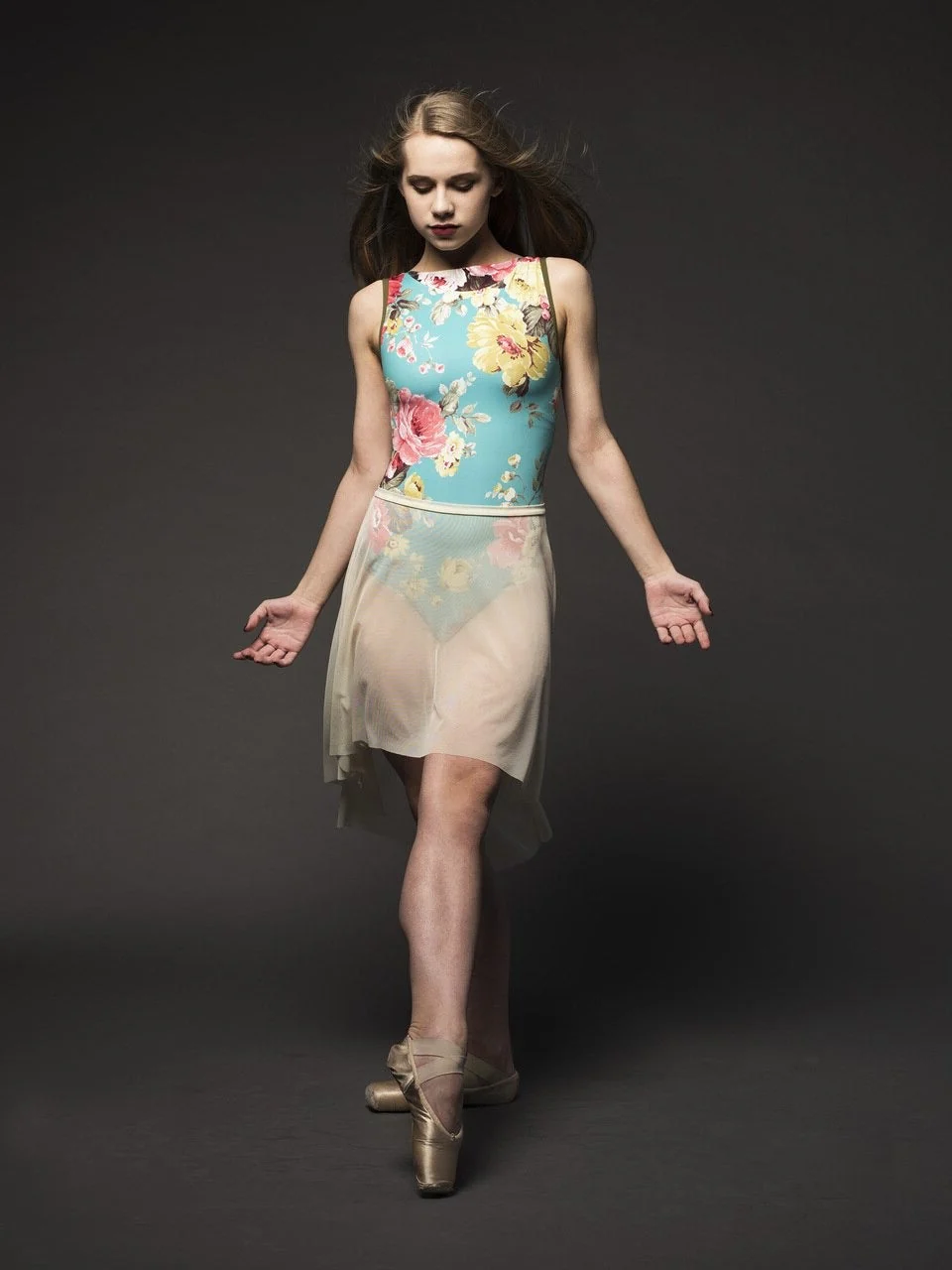 Long High-Low Skirt Kids Light Ivory Mesh RTW