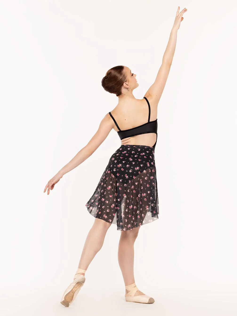 Long High-Low Skirt Miniflora Black Mesh RTW - Image 4