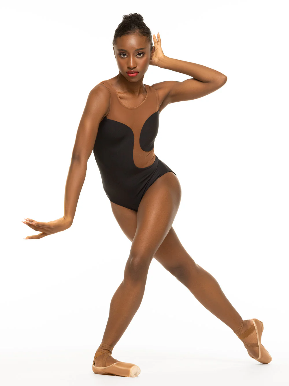 Luna Leotard Black Mocha Mesh Kids RTW - Image 3