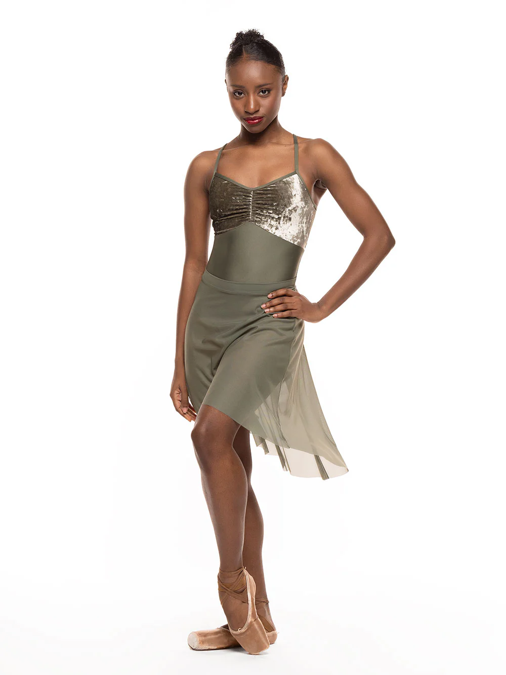 Mackenzie Leotard Dusty Olive Crushed Velvet RTW - Image 3