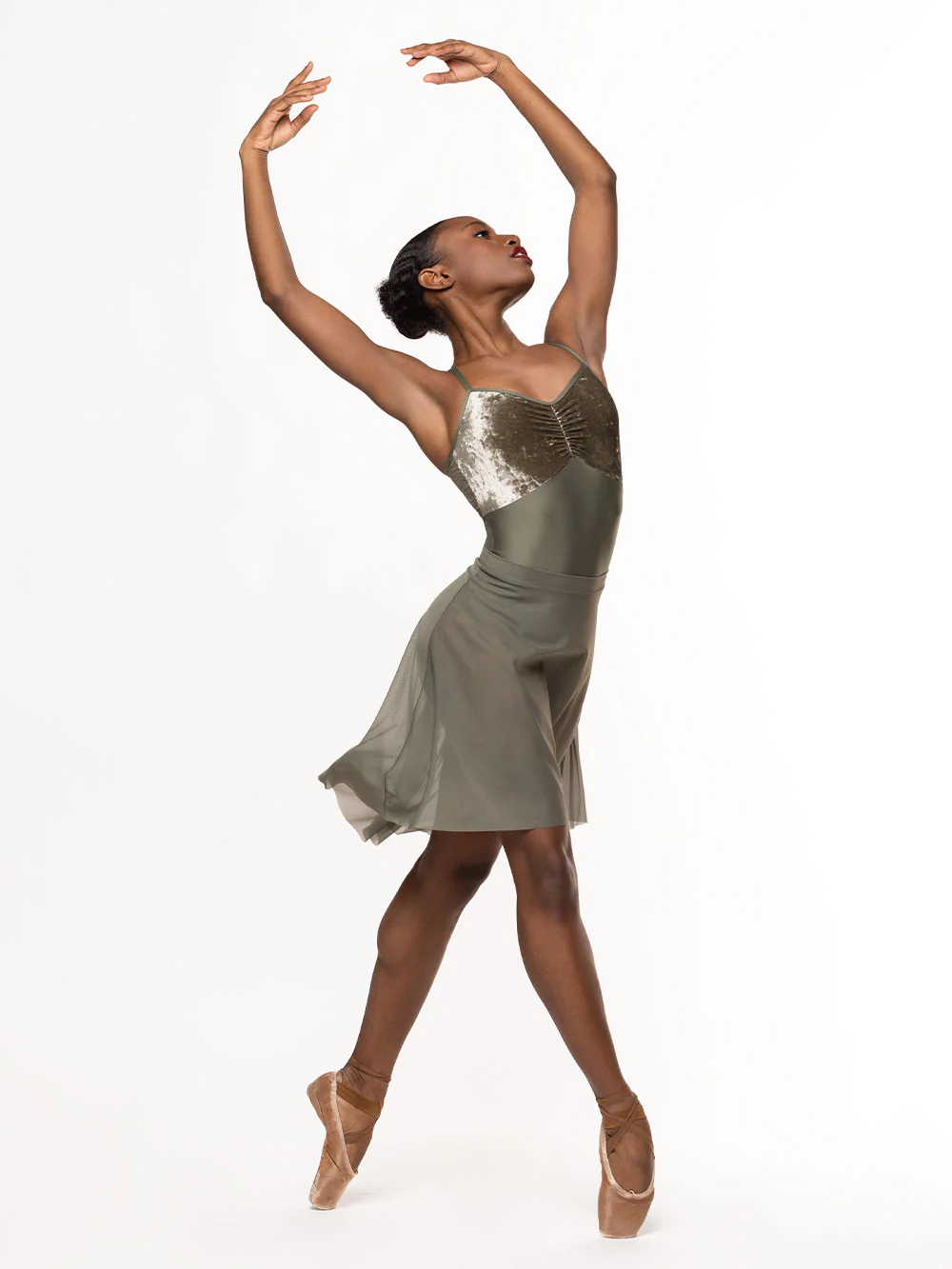 Mackenzie Leotard Dusty Olive Crushed Velvet RTW - Image 4