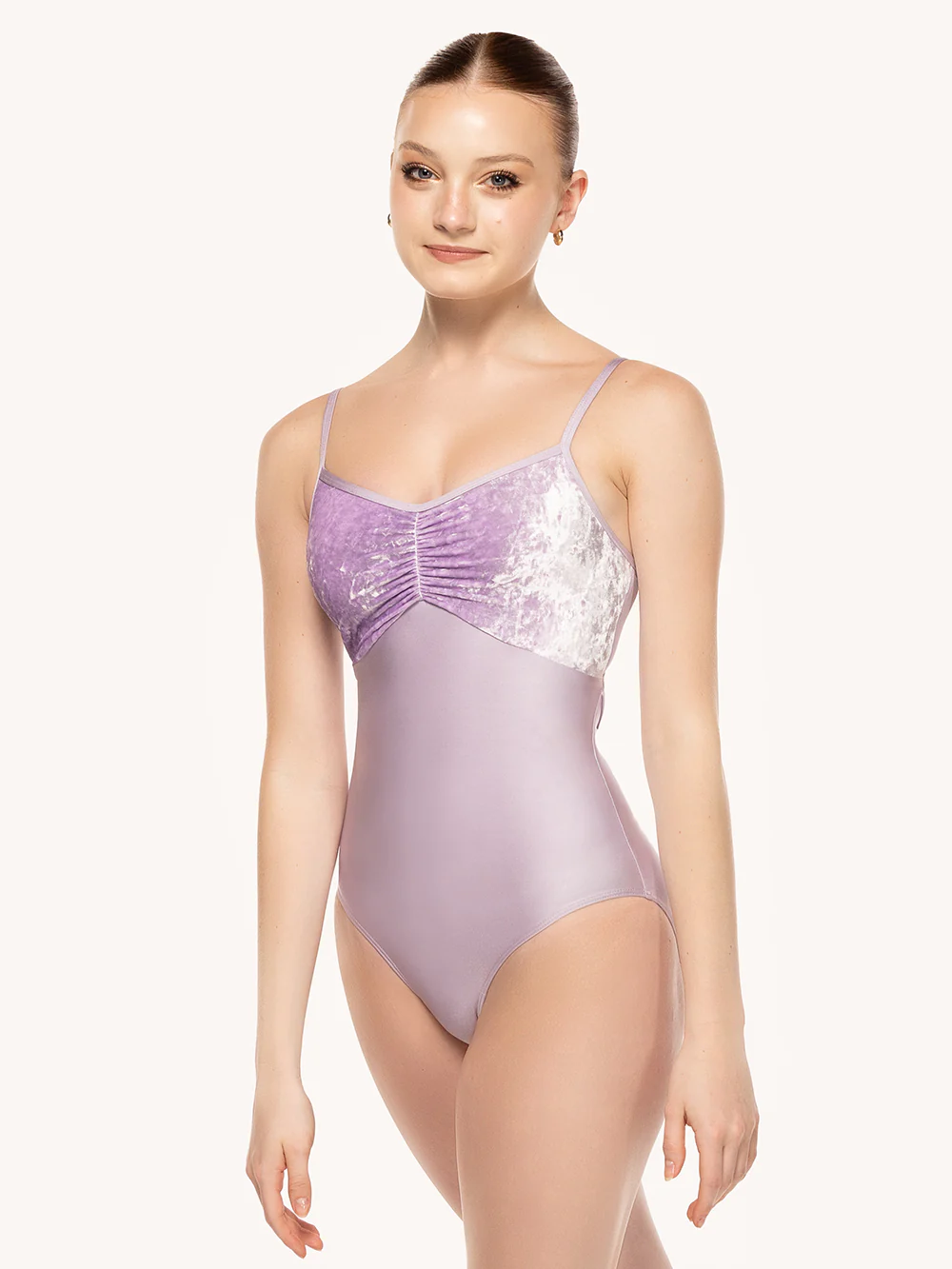 Mackenzie Leotard Iced Lilac Crushed Velvet RTW