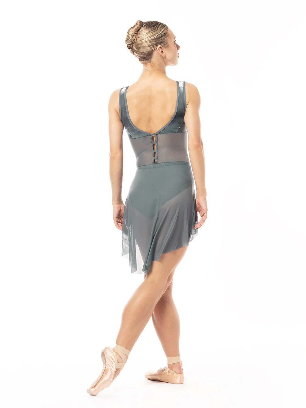 Mid High-Low Skirt Blue Agave Mesh RTW - Image 2