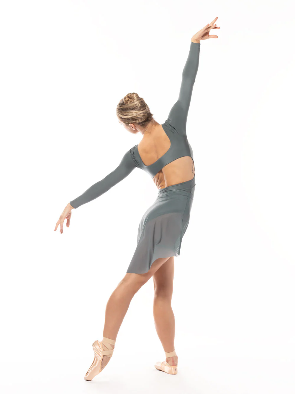 Mid High-Low Skirt Blue Agave Mesh RTW - Image 5