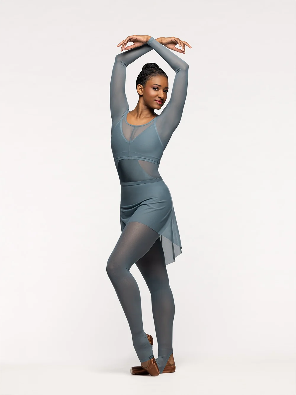 Mid High-Low Skirt Blue Agave Mesh RTW - Image 8