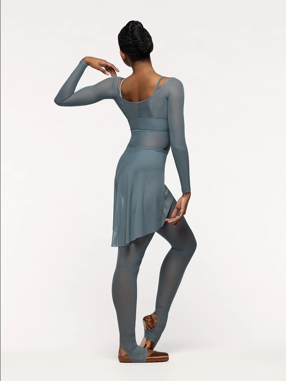 Mid High-Low Skirt Blue Agave Mesh RTW - Image 9