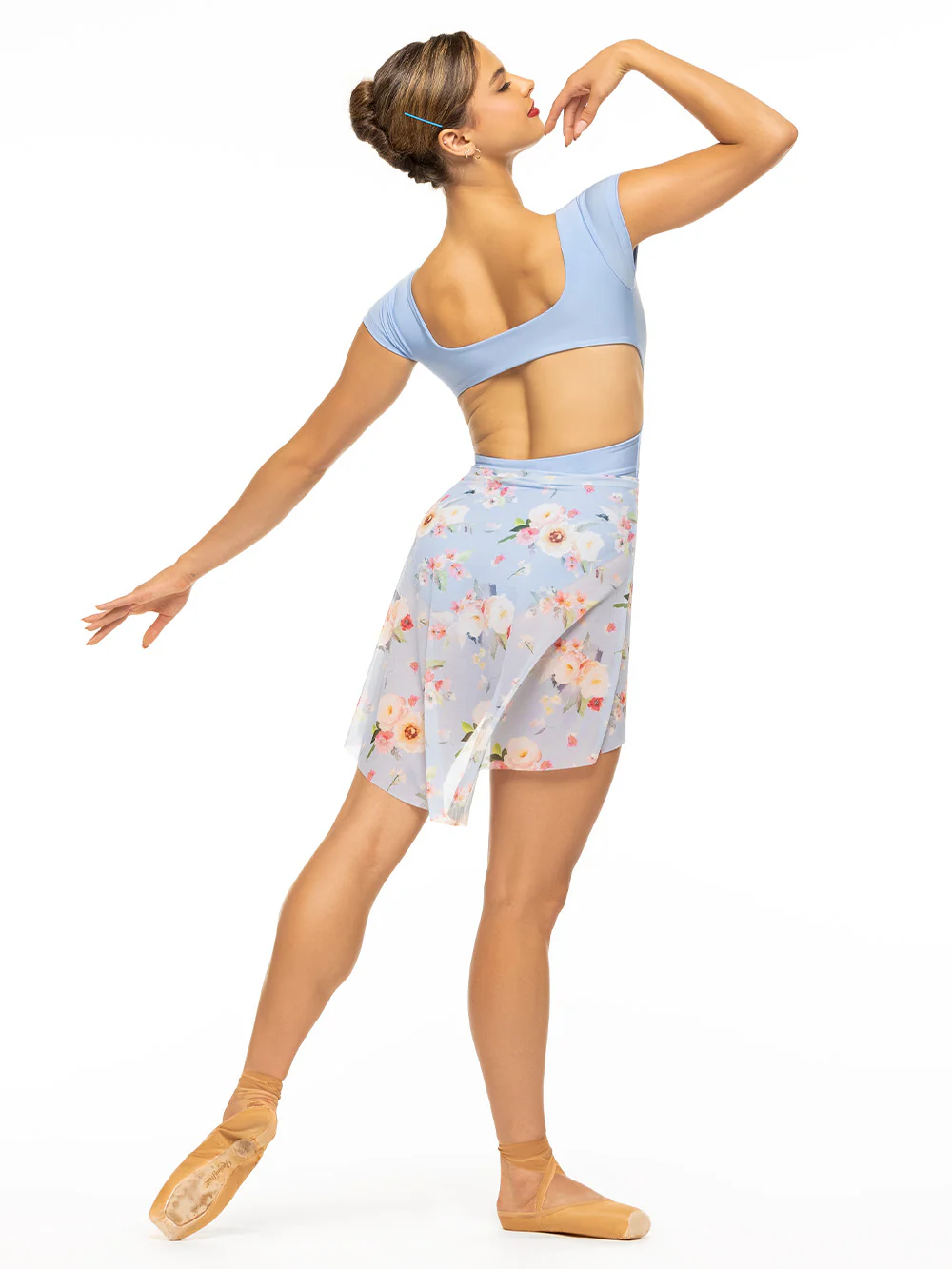 Mid High-Low Skirt Tranquil Hydrangea Mesh RTW - Image 2
