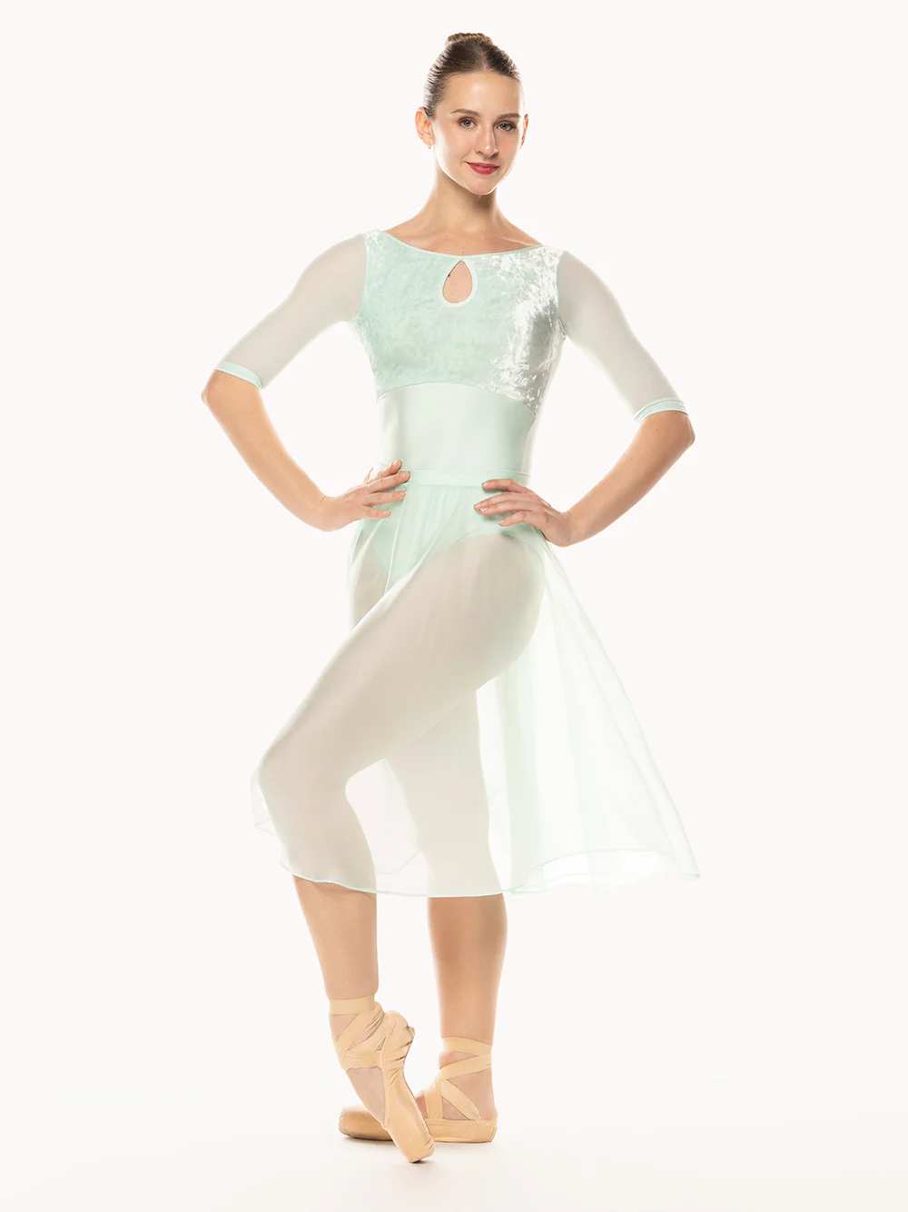 Rendi Leotard Spearmint Crushed Velvet Kids RTW - Image 3
