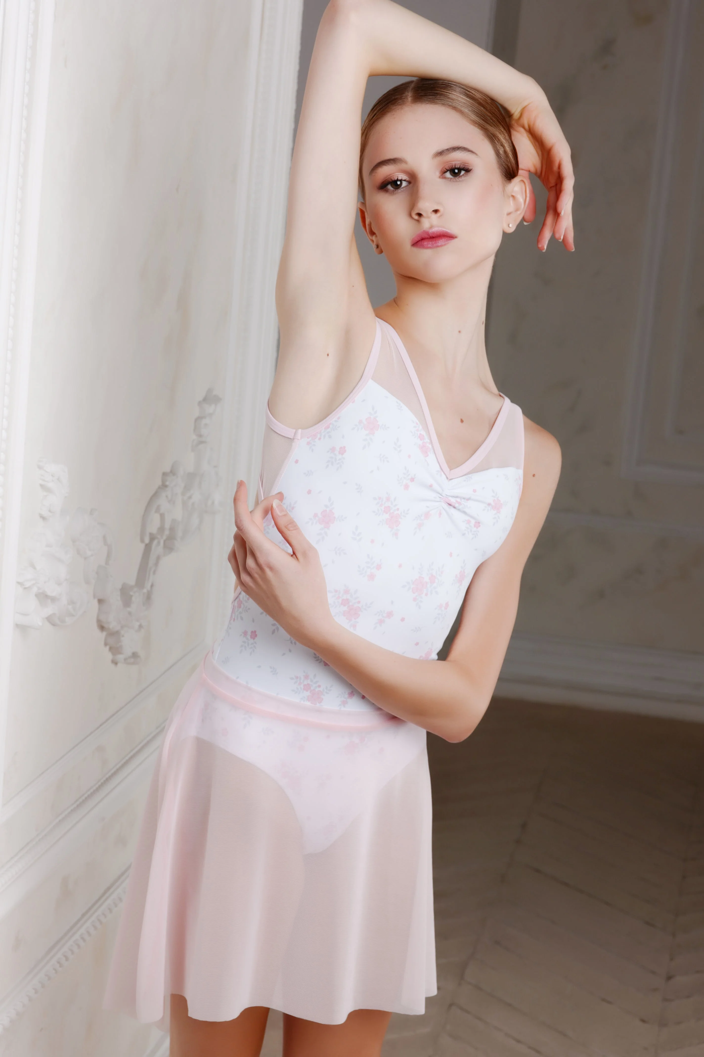 Short High-Low Skirt Kids Light Pink Mesh RTW - Image 3