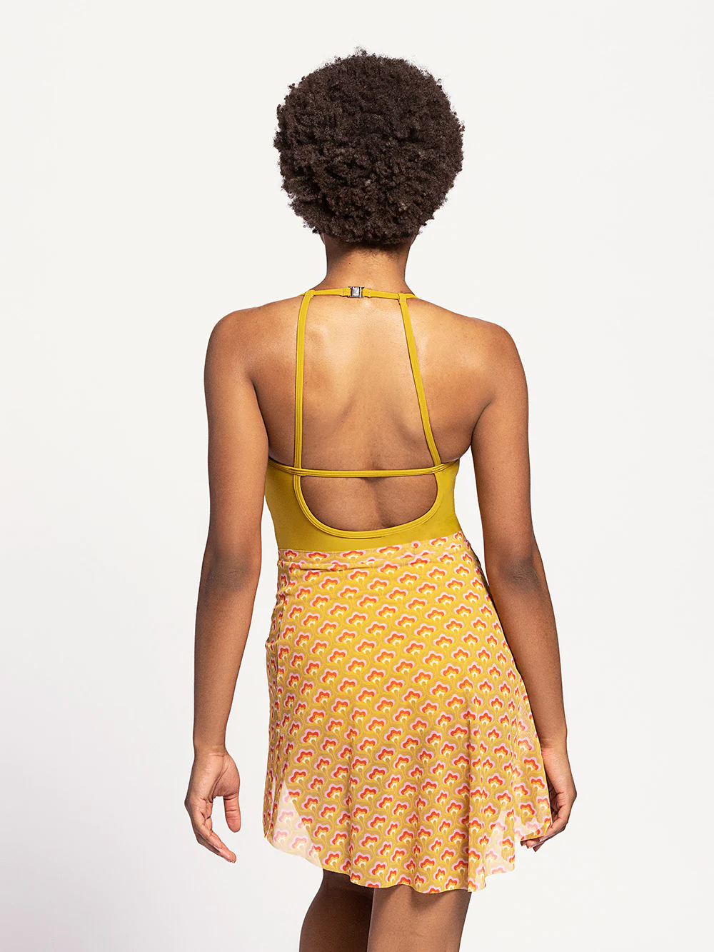 Short High-Low Skirt Peace & Love Mustard Mesh RTW - Image 2