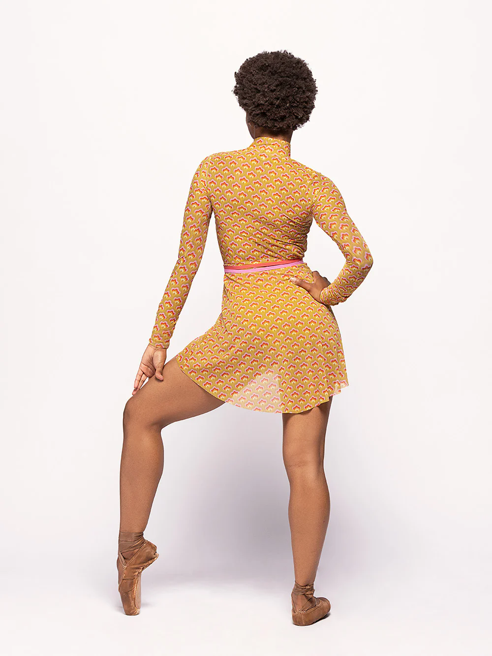 Short High-Low Skirt Peace & Love Mustard Mesh RTW - Image 5