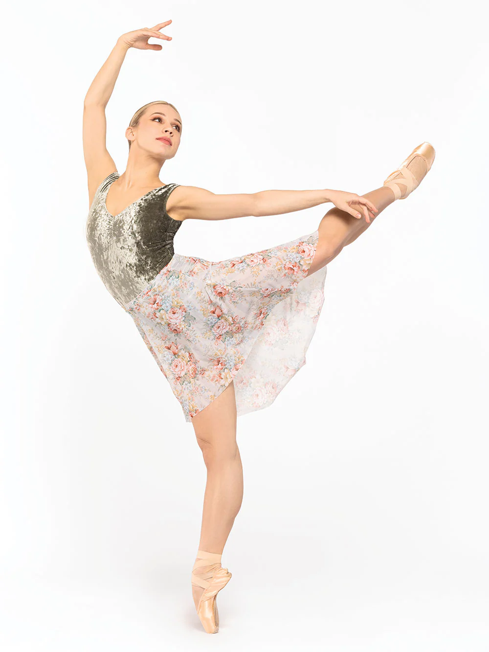 Sophia Leotard Dusty Olive Crushed Velvet RTW - Image 3
