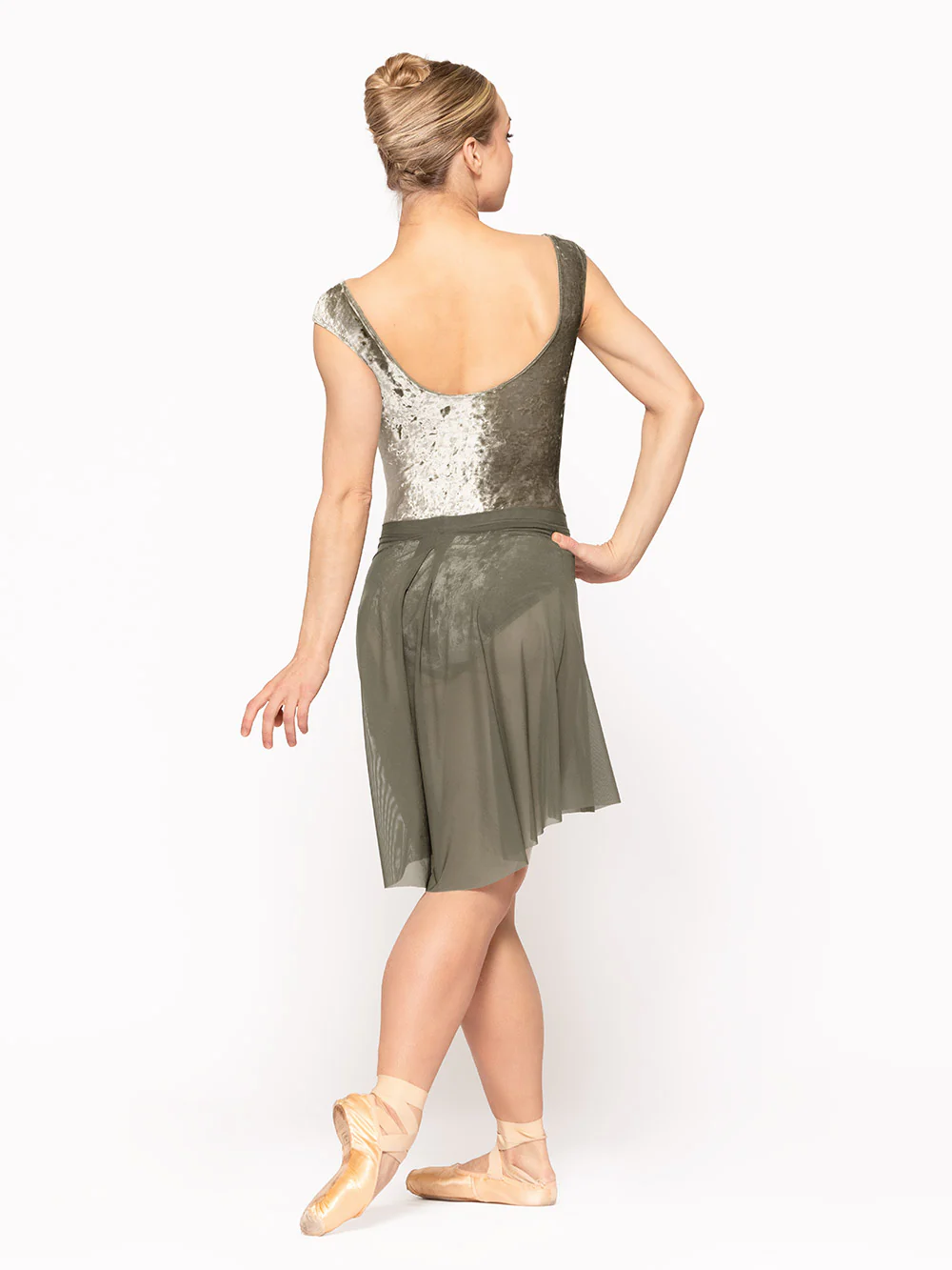 Sophia Leotard Dusty Olive Crushed Velvet RTW - Image 5