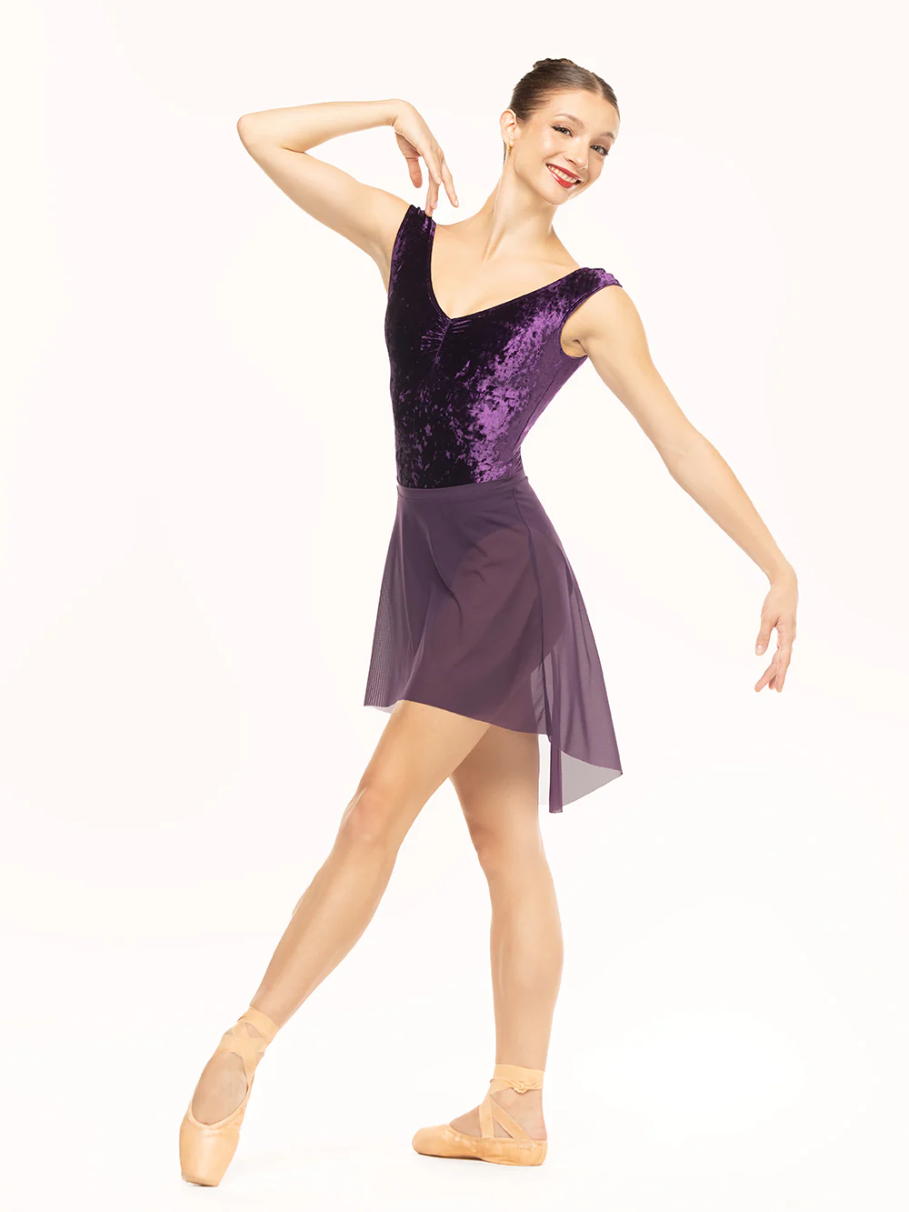 Sophia Leotard Eggplant Crushed Velvet Kids RTW - Image 3