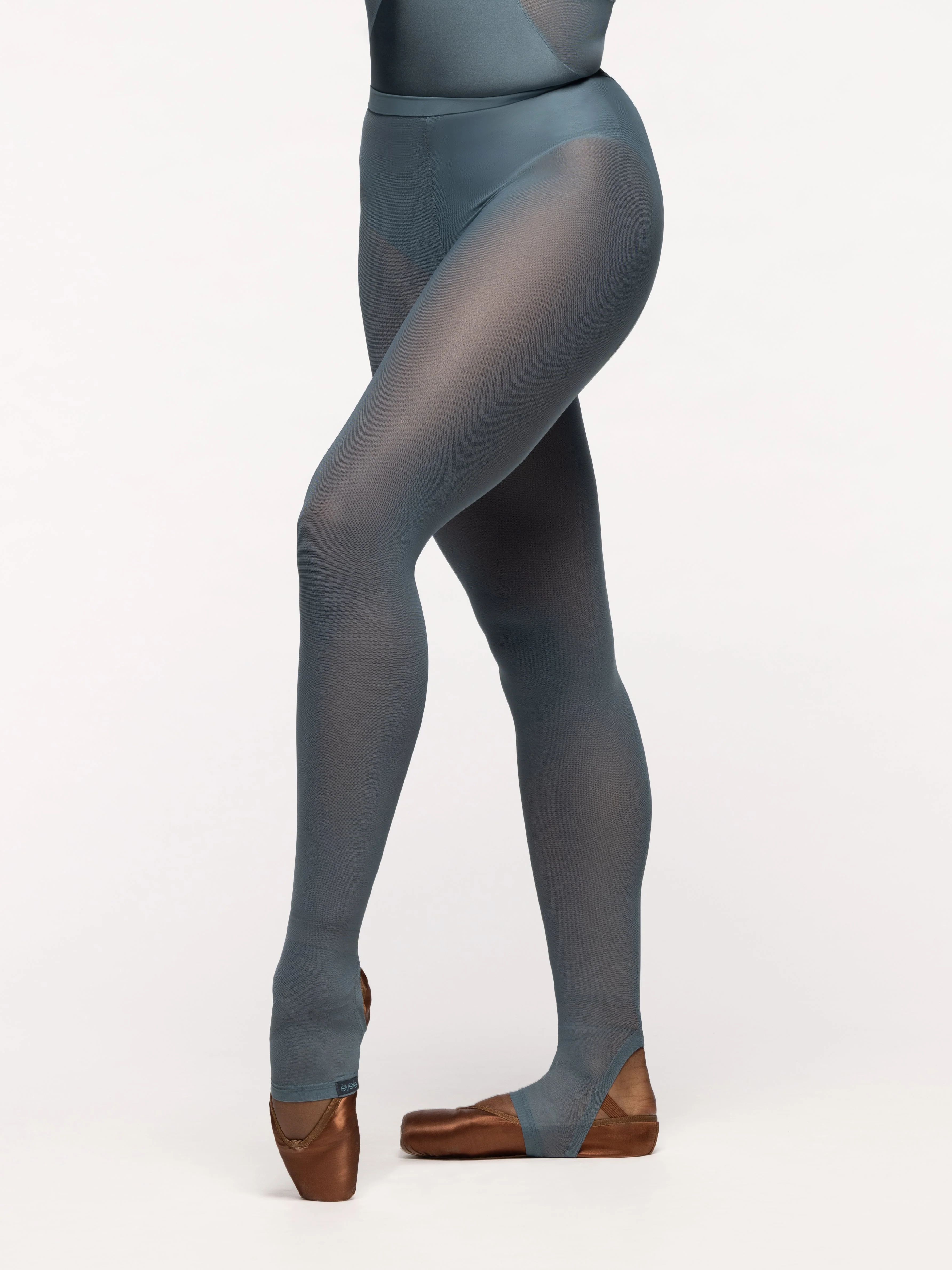 Stirrup Back Seam Tights Blue Agave Mesh Kids RTW - Image 3