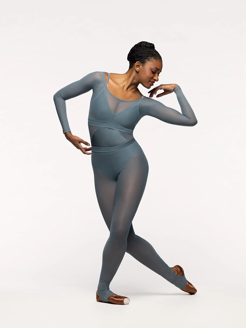 Stirrup Back Seam Tights Blue Agave Mesh RTW - Image 9