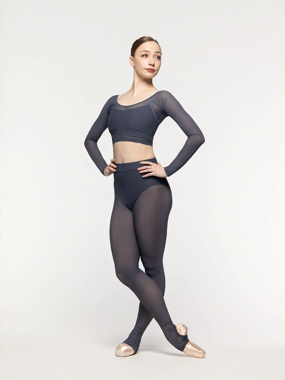 Stirrup Back Seam Tights Graphite Mesh RTW - Image 8