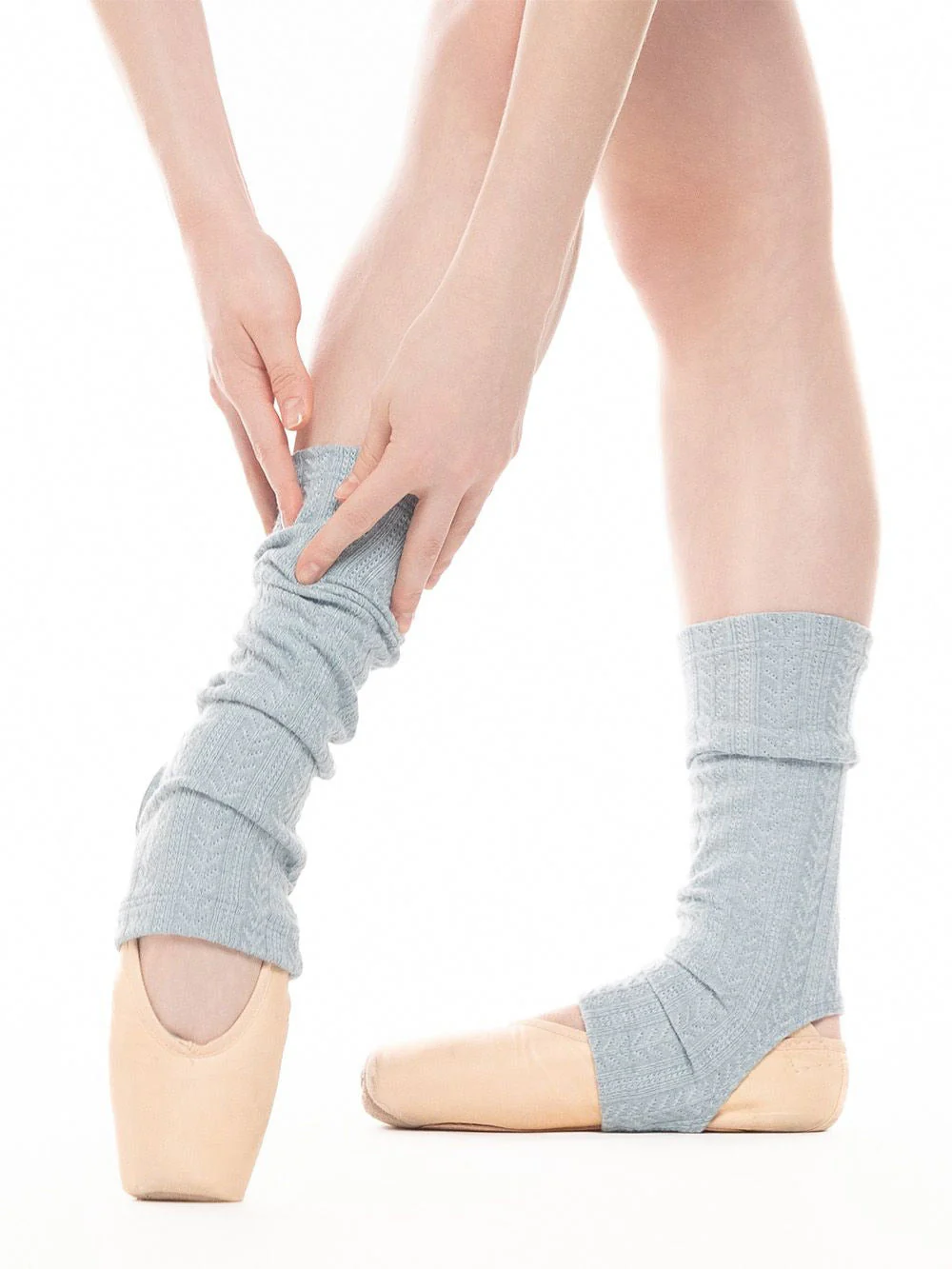 Stirrup Leg Warmers Ankle Knit Light Blue Kids RTW - Image 2