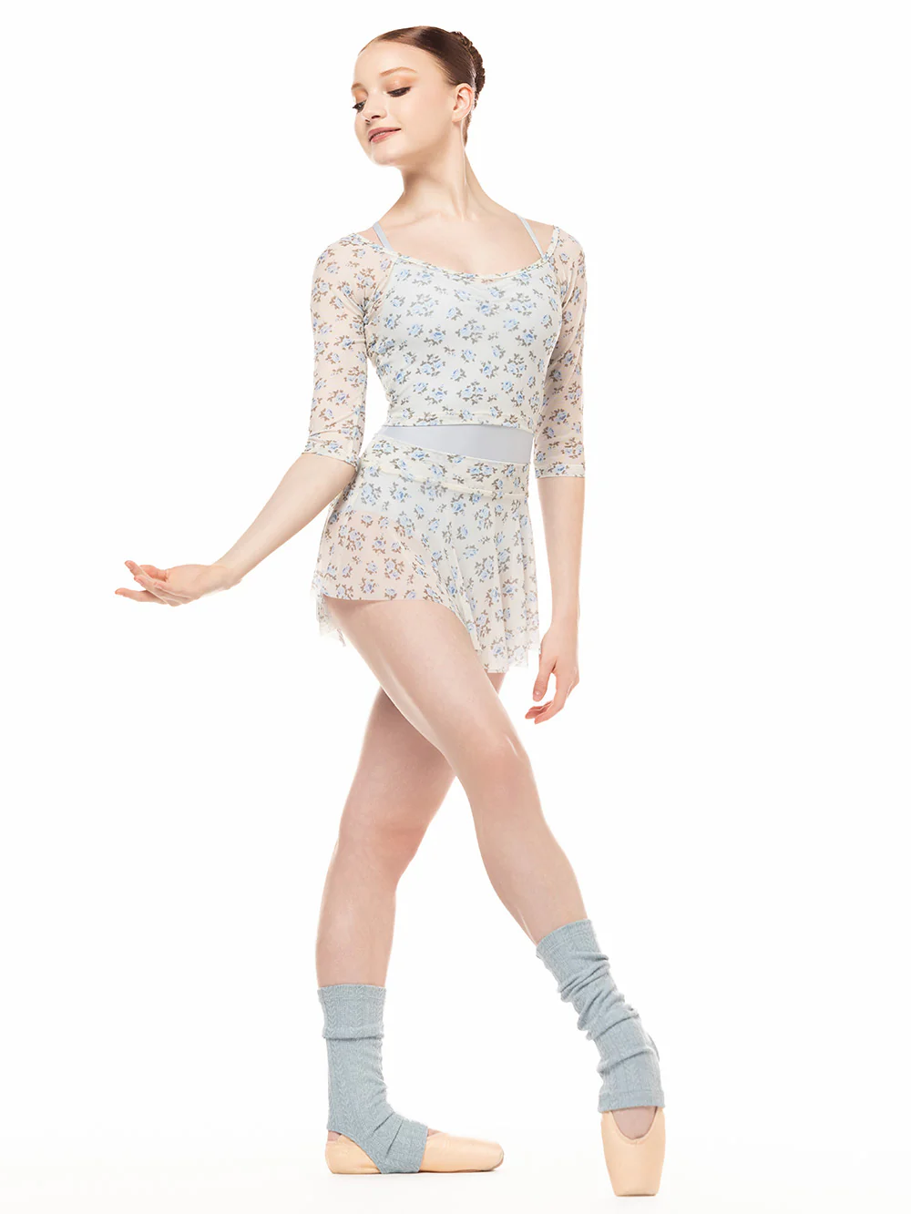 Stirrup Leg Warmers Ankle Knit Light Blue RTW - Image 5