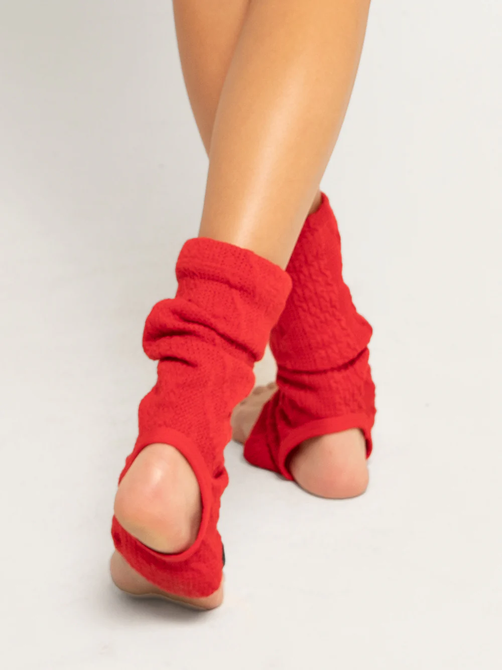 Stirrup Leg Warmers Ankle Knit Red Kids RTW - Image 2