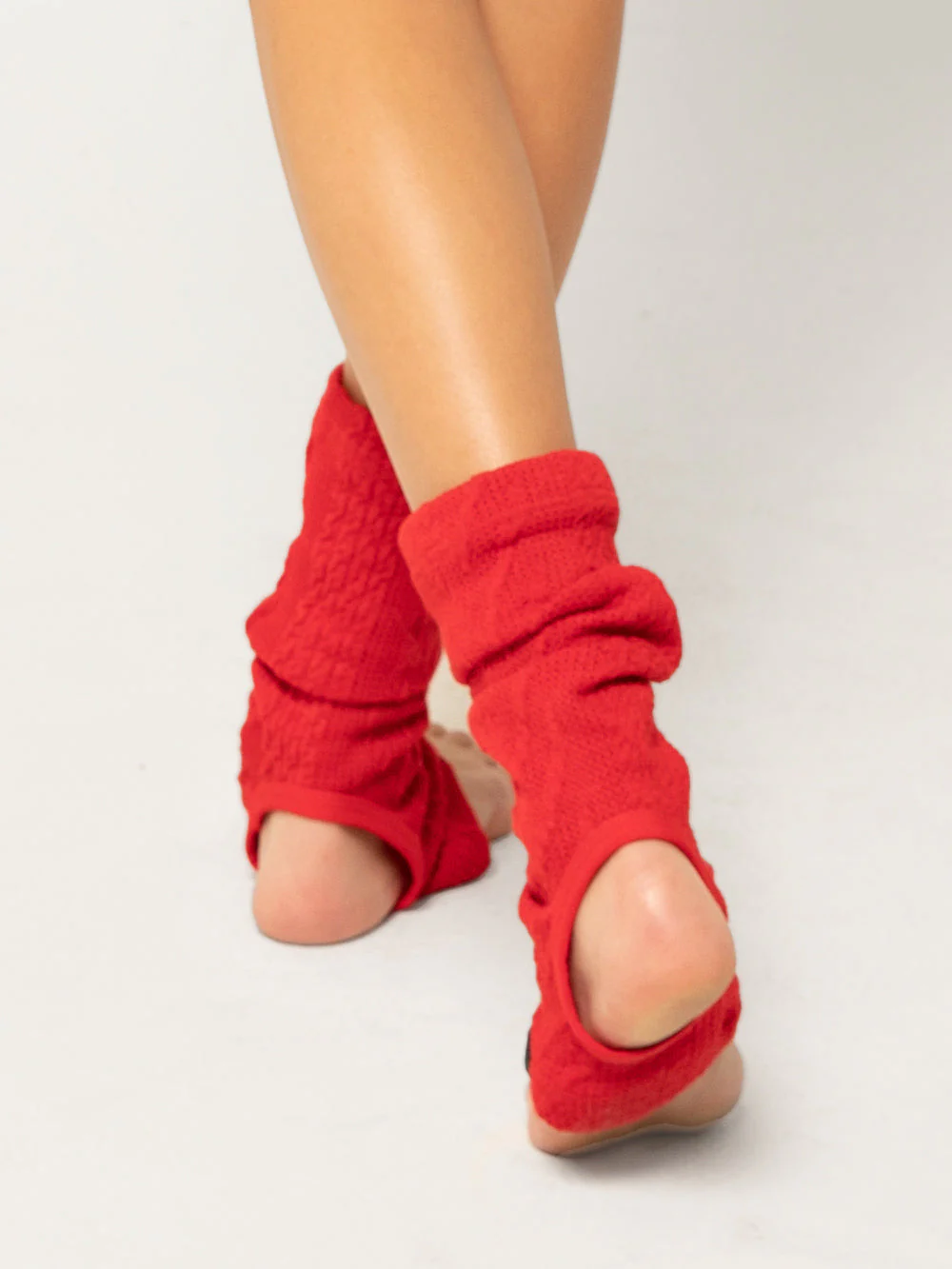 Stirrup Leg Warmers Ankle Knit Red RTW