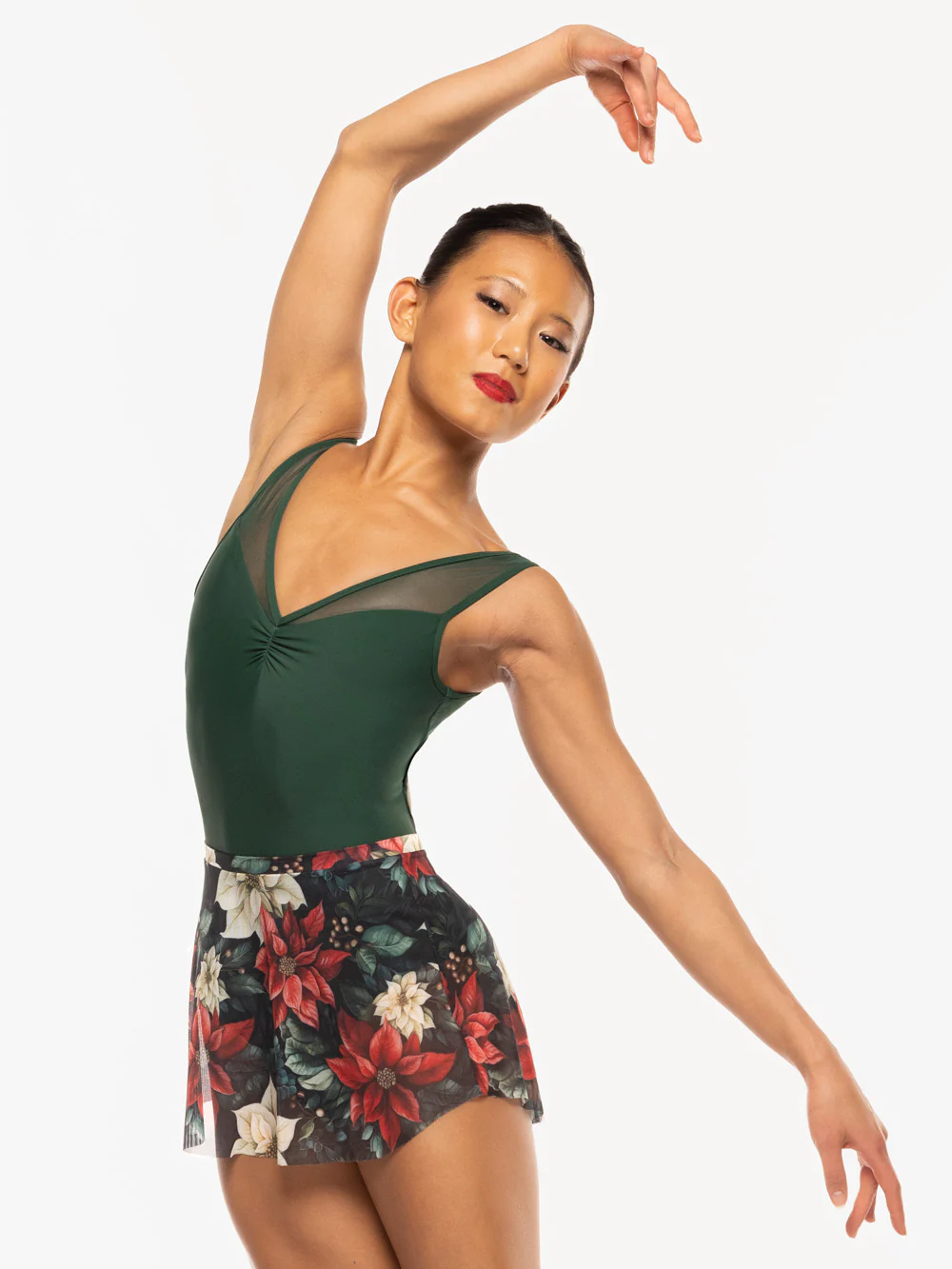 Tulip Skirt Poinsettias Mesh RTW