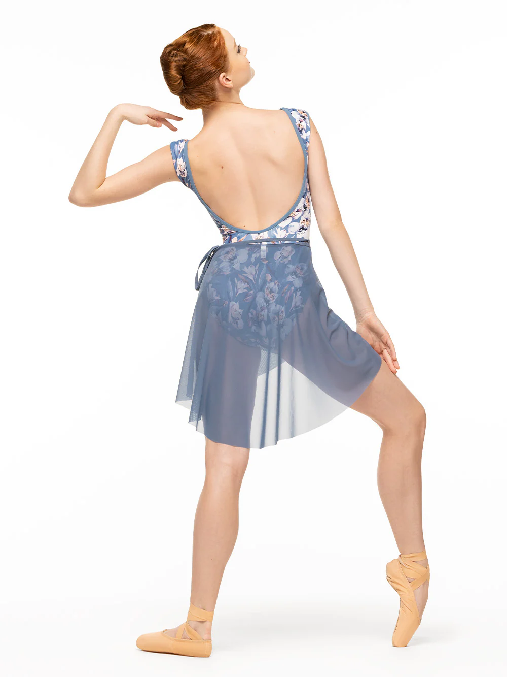 Vienna Mid High-Low Wrap Skirt Jean Mesh RTW - Image 6