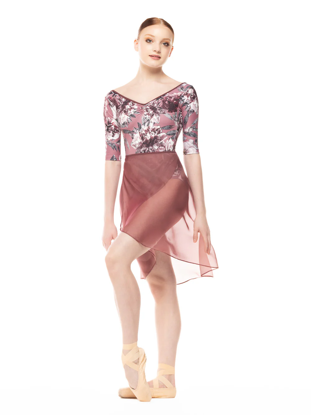Vienna Mid High-Low Wrap Skirt Mink Chiffon RTW