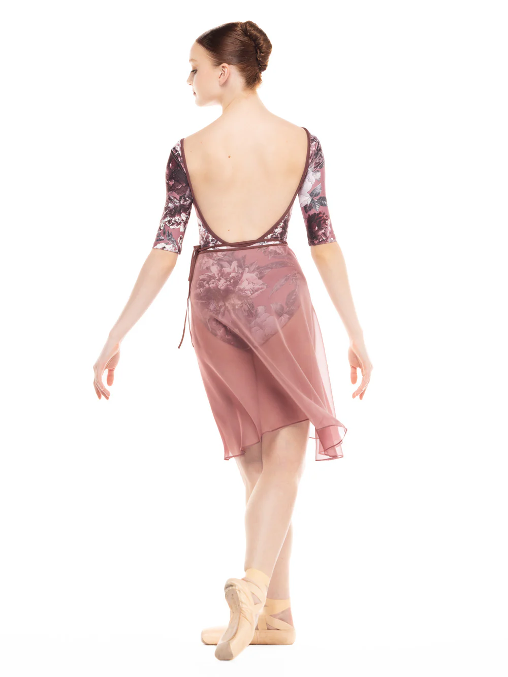 Vienna Mid High-Low Wrap Skirt Mink Chiffon RTW - Image 2