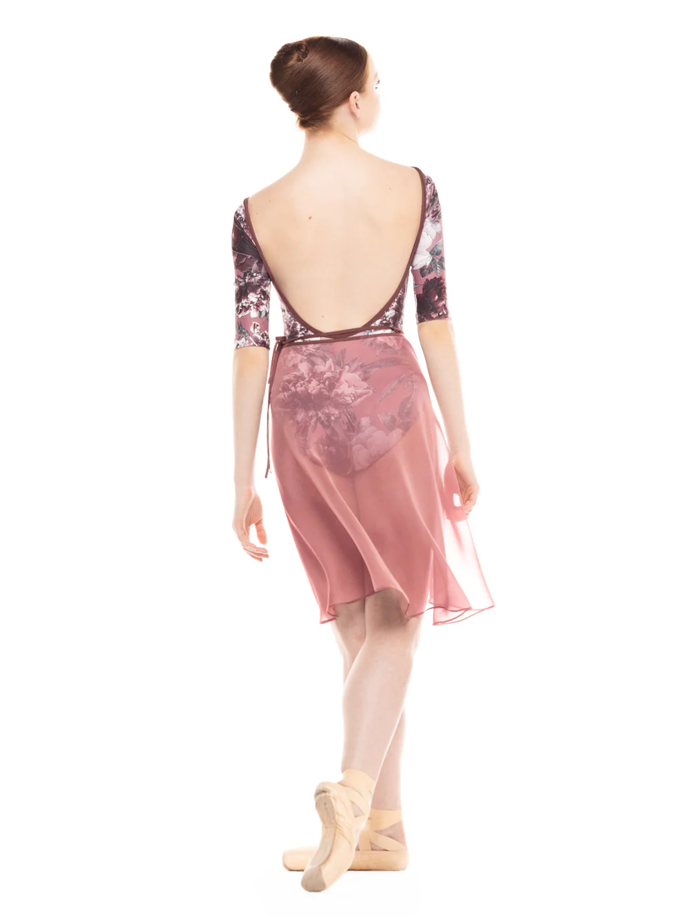 Vienna Mid High-Low Wrap Skirt Mink Chiffon RTW - Image 4