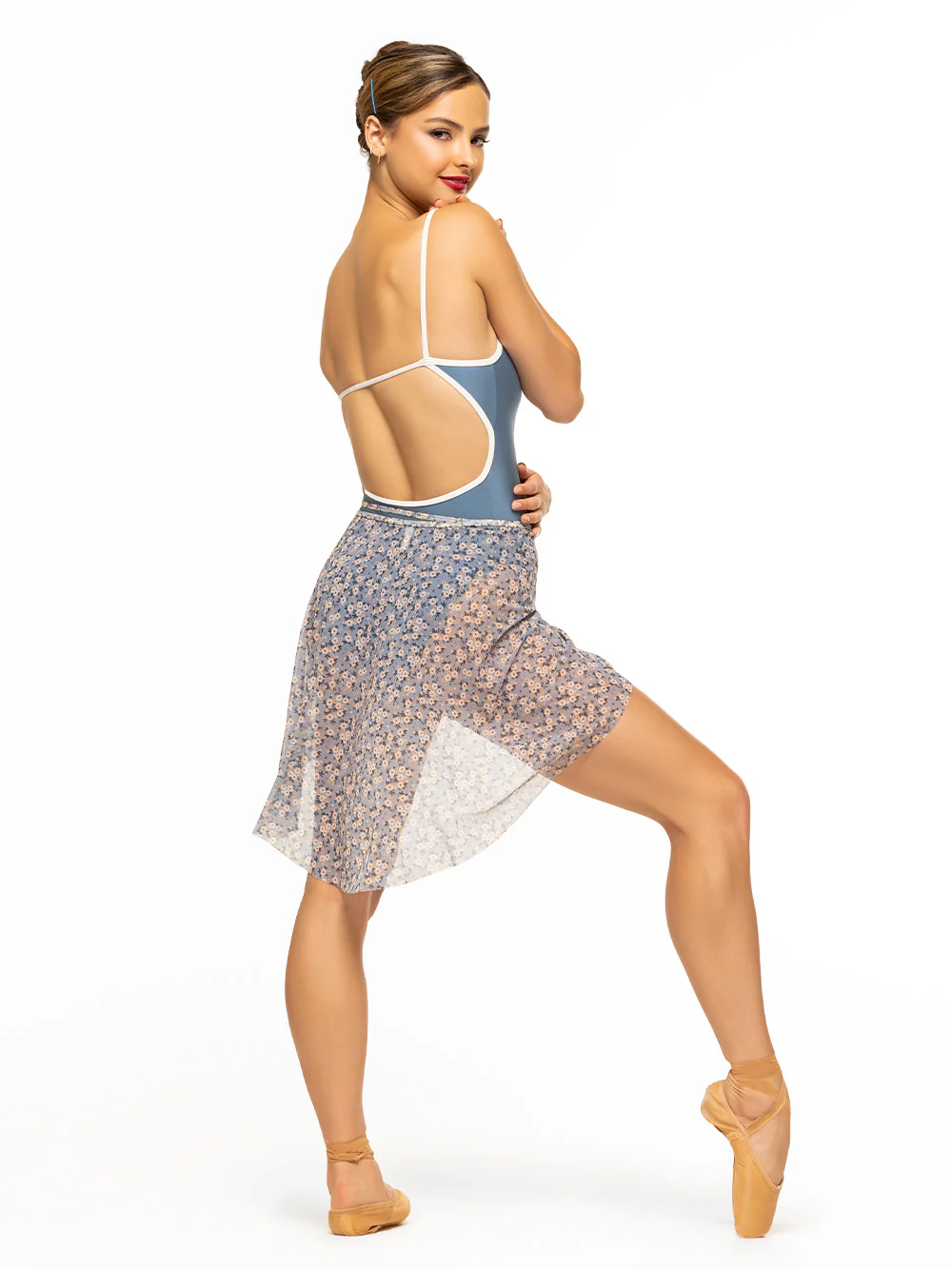 Vienna Mid High-Low Wrap Skirt Serenity Mesh RTW - Image 4